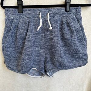 H&M Blue/Cream Lightweight Knit‎ Shorts Size Small Elastic Waist Drawstring